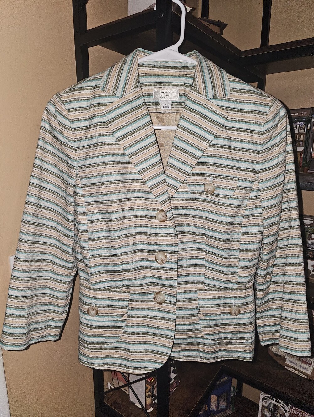 Ann Taylor Loft Button Front Jacket Size 4 Pockets Striped